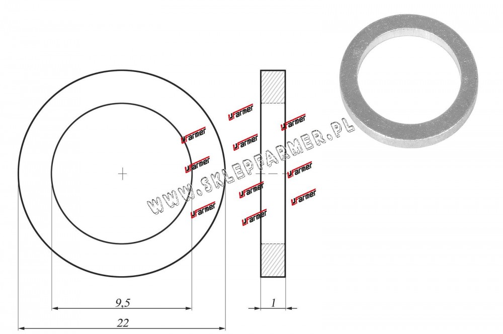 USZCZELKA ALUMINIOWA 9.5X22.0/1.0 /DIN 7603/